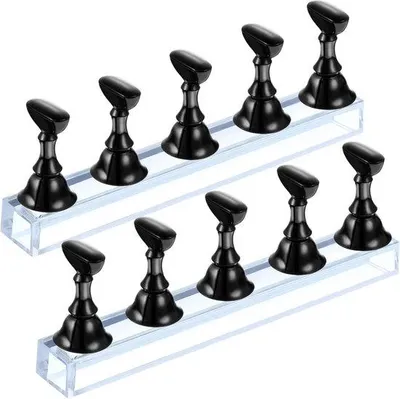 Obrázek produktu pro Černé akrylové držáky na nehty z magnetického materiálu, 10,5 x 1,5 cm