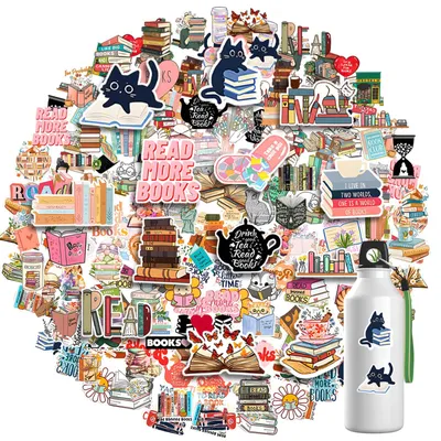 100 Kawaii Katzen-Buchaufkleber, wasserdicht, Vinyl, 5-8 cm