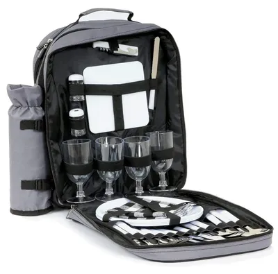 Productafbeelding van Picknickrugzak voor 4 personen | grijs | picknickset, 31-delig