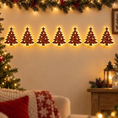 Produktbild von Weihnachtsdeko,3D Selbstklebende Weihnachtliche Wanddeko(Style C)Weihnachtsbeleuchtung aus Holz,Heimdekoration Rentier Wanddekoration für Wohnzimmer