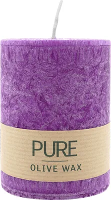 Produktbild von 100% PURE, OLIVE WAX, vegane Stumpenkerze, Erika, WENZEL, 90/70 mm, Brenndauer ca. 40h