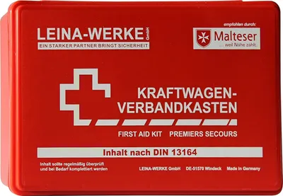 Produktbild von Erste Hilfe Verbandkasten fürs Auto KFZ-Verbandkasten DIN13164:2022-02 rot
