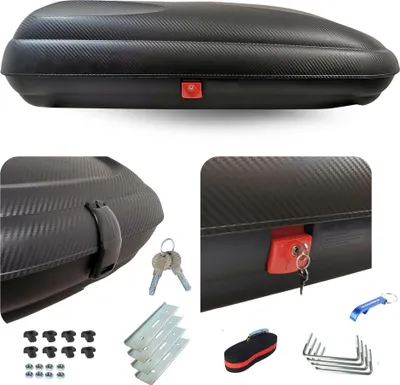 Produktbild von Dachbox VDP-BA480 - Dachkoffer mit 480 Liter Volumen - Autokoffer im Carbonlook - abschließbar dank Zentralverriegelung - Dachkoffer für Dachgepäckträger