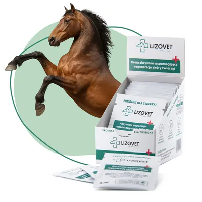 Zdjęcie produktu dla LIZOVET balsam do pielęgnacji skóry zwierząt, wspomaga regenerację skóry, antybakteryjny, nawilżający dla psów, kotów, koni oraz hodowlanych 40x4 ml