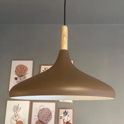Produktbild von Champion Braun Hängelampe Küche aus Holz und Metall 35 cm, E27 Moderne Lampe