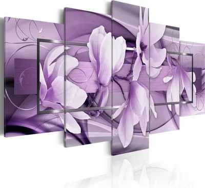 Produktbild von Leinwandbilder 200x100 cm b-C-0004-b-o Vlies Leinwandbild 5 tlg Kunstdruck modern Wandbilder XXL Wanddekoration Design Wand Bild ABSTRAKT BLUMEN MAGNOLIEN