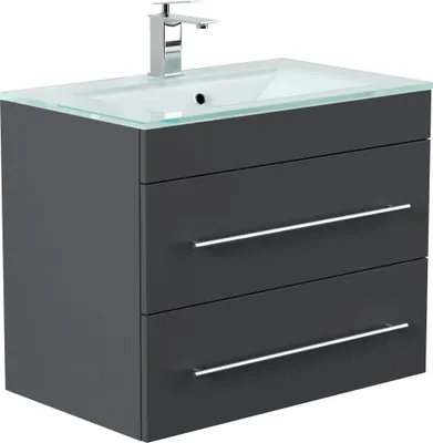 Produktbild von Badmöbel Vitro 750 mit Glaswaschbecken SoftClose grafit : Grafit