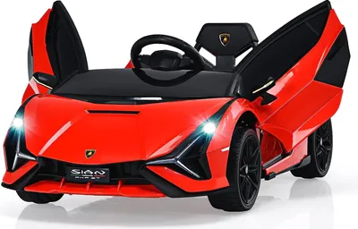 Produktbild von Lamborghini 12 V Elektrofahrzeug Kinder mit 2,4 Ghz Fernbedienung, Elektroauto, Kinderauto mit MP3, ab 3 Jahre (Rot)