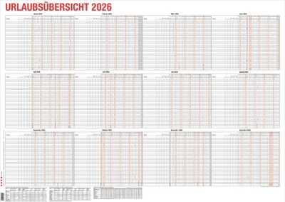 Produktbild von 2026 Güss Urlaubsübersicht 200-250 Mitarbeiter 110x84cm