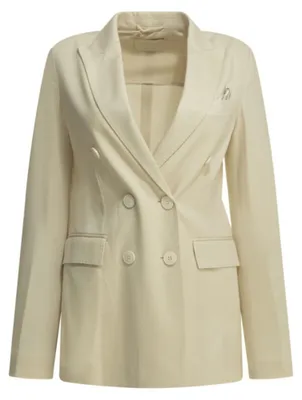 Image de Circolo 1901 blazer femme beige en jersey de coton stretch - 42