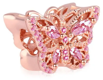 Produktbild von Gnoce Charm Schmetterling EAC009 Silber rosévergoldet