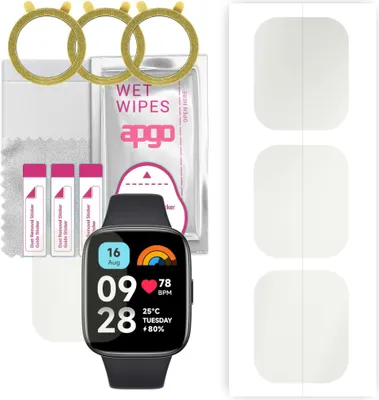 Produktbild von apgo 3 Stück Schutzfolie, Matt, kompatibel mit Xiaomi Redmi Watch 3 Active Smartwatch, Hydrogel Displayschutzfolie mit Positionierhilfe, Displayfolie, robust und kratzfest