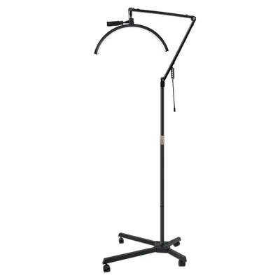 Produktbild von HD-M50X 36W Boden-LED-Videoleuchte Halbmondförmige Fülllicht dimmbar mit teleskopierbare Metallständer,Telefonclip,Fernbedienung, abnehmbarem Radstand