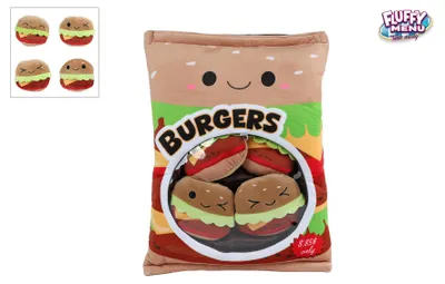 Zdjęcie produktu dla Fluffy Menu – zestaw 4 pluszowych hamburgerów – 40 cm