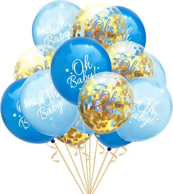 Produktbild von Oblique Unique Konfetti Luftballon Set für Baby Shower Party Junge 15 Deko Ballons blau gold