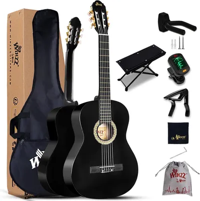 Produktbild von Konzertgitarre 4/4 Erwachsene, Klassische Gitarre Anfänger Set für Kinder ab 11+ Jahre - Gelb Glänzend (39 Zoll)