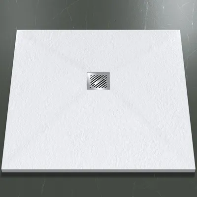 Produktbild von Mai & Mai Duschwanne 100x100x3cm Duschtasse aus Mineralguss Mineralgusswan Weiß Matt Quadratisch DIN-Anschlüsse Geoma09