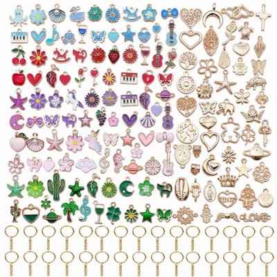 180 Schmuckanhänger, bunte Emaille-Charms, 7–23 mm, DIY