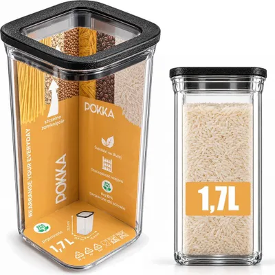 Obrázek produktu pro KONTEJNER NA POTRAVINY POKKA, PROSTOR NA Sypké potraviny, ČERNÁ, LOFT, KWA, objem 1,7 litru