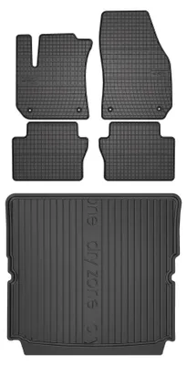 Produktbild von Gummimatten + Kofferraumwanne für Opel Zafira B 2005-2014 (Minivan, 3. Sitzreihe umgeklappt, 7-Sitzer) – Schwarz, passgenau – Wielganizator SolidPRO