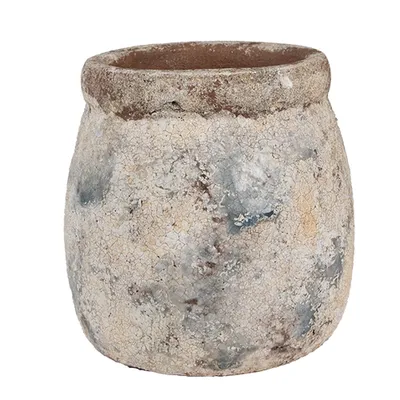 Zdjęcie produktu dla Clayre & Eef Doniczka Ø 14x14 cm Beżowo-niebieska terakota