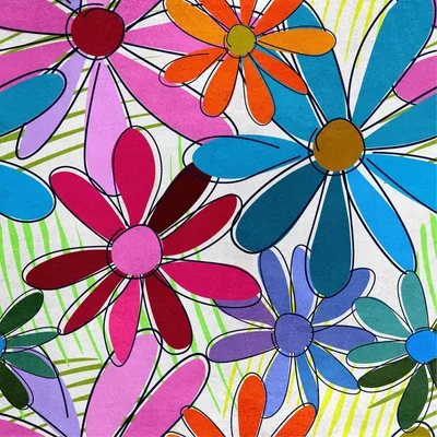 Produktbild von Royal Samt Stoff Polyester Zum Nähen - Motiv bunte Blumen 1