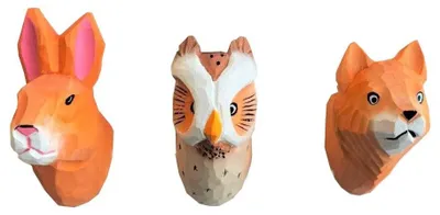 Obrázok produktu pre Elzusha – Súprava 3 drevených závesných háčikov s motívom zvierat