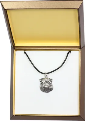 Image de Griffon bruxellois - Collier pour chien dans un coffret cadeau, médaillon argenté pour les amateurs de chiens, pendentif original de la marque Art-Dog