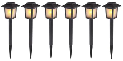 Produktbild von 6er Set LED Solarlampen, Laternen Design, Feuereffekt, H 37 cm