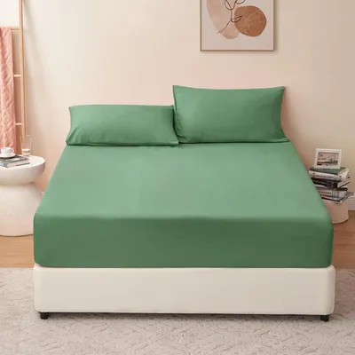 Imagen del producto de Sábana bajera de microfibra, 90x200 cm, con certificación , color verde hierba (02)