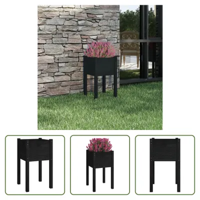 Produktbild von The Living Store Pflanzkübel Schwarz 40x40x70 cm Massivholz Kiefer