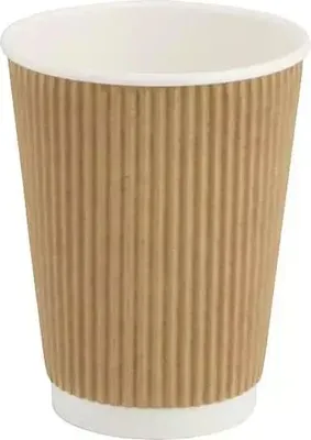 Produktbild von Brauner Wellpappbecher, Dispersionsbecher, 350 ml, Durchmesser 90 mm, 25 Stück.