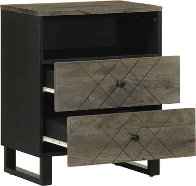 Produktbild von vidaXL Nachttisch Schwarz 50x33x62 cm Massivholz Mango