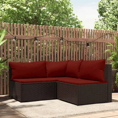 Image de Set de jardin Lounge avec coussins Poly rotin Poly rotin Ensemble de salon