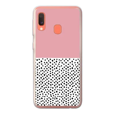 Produktbild von MuchoWow® Handyhülle Schutzhülle Hülle für Samsung Galaxy A20e Polka dots - Schwarz - Rosa Silikon Softcase Handy Hülle - Abdeckung