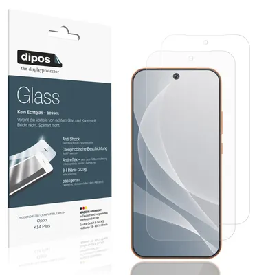 Obrázok produktu pre 2 ochranné fólie pre Oppo K14 Plus, matná povrchová úprava - proti nárazom, 9H tvrdosť, fólia typu "dipos Glass" (plastové sklo)
