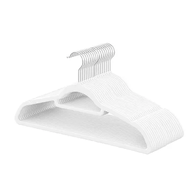 Produktbild von SONGMICS Samt-Kleiderbügel, 20 Stück, Anti-Rutsch, Jackenbügel, 0,6 cm Dicke, Anzugbügel, platzsparend, um 360° drehbarer Haken, 45 cm lang, für Jacken, Mäntel, Röcke, Hemden, Hosen, weiß CRF020W01