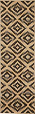Zdjęcie produktu dla Chodnik 80x450cm na korytarz-przedpokój nowoczesny czarno beżowy