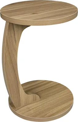Obrázek produktu pro Odkládací stolek - Rozkládací stolek ve tvaru C - Kulatá deska stolu - Možnost zasunutí pod pohovku/postel - MDF E1 - Nosnost 10 kg - Světlý dub