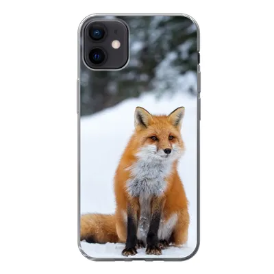 Produktbild von MuchoWow® Handyhülle Schutzhülle Hülle für iPhone 12 mini Fuchs - Schnee - Wald Silikon Softcase Handy Hülle - Bild