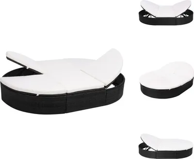 Produktbild von vidaXL Outdoor-Loungebett mit Kissen Poly Rattan Schwarz -  Gartenbetten