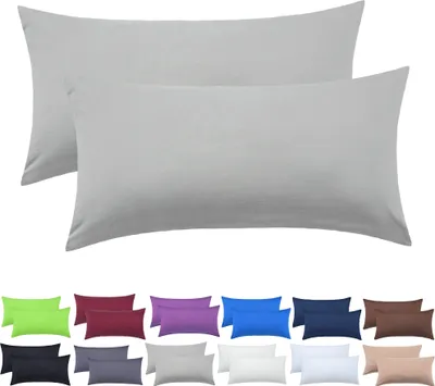 Produktbild von NatureMark 2er Pack Jersey Kissenbezug Kissenhülle Kissenbezüge Seitenschläferkissen Nackenkissen viele Größen und Farben  (40 x 80 cm, Silbergrau)