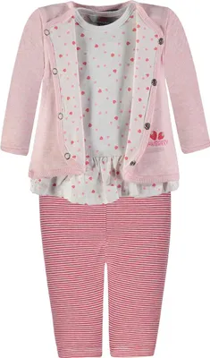 Produktbild von Mädchen-Set, Sweatshirt, Body und Leggings, rosa Streifen und Herzen, Kanz