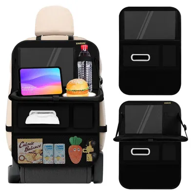 Produktbild von Auto Rückenlehnenschutz Organizer mit Faltbarer Tischablage und Tablet Tasche