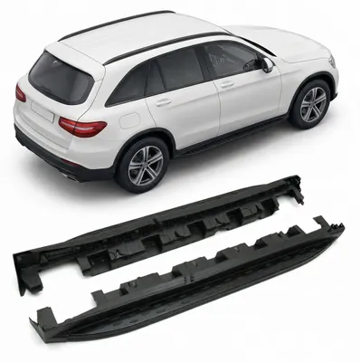 Produktbild von Satz Trittbretter Alu schwarz glanz+ Anbaumaterial passend für Mercedes GLC X253 + Coupe C253 2015-2019