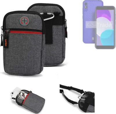 Produktbild von K-S-Trade Holster Gürteltasche kompatibel mit BLU C5L+ Handy Tasche Schutz Hülle grau Zusatzfächer 1x