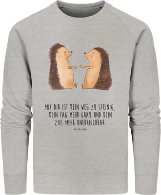 Produktbild von Mr. & Mrs. Panda Baumwoll Pullover Igel Liebe Größe M - Heather Grey - Geschenk, Freund, Freundin, Hochzeitstag, Pulli, Sweatshirt, Bio-Pullover, Sweater
