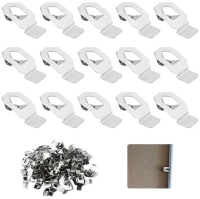 Image de Lot comprenant 24 pinces pour cadres photo, crochets pour tableaux, crochets pour cadres photo et toiles, clips pour cadres photo en métal, système de suspension, couleur argent, 35 x 13 mm