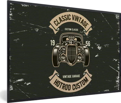 Produktbild von MuchoWow® MuchoWow® Gerahmtes Poster Oldtimer - Zeichnung 90x60 cm - Poster mit zchwarzem Bilderrahmen - Fotorahmen - Foto-Plakat