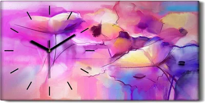 Produktbild von Wohnzimmer-Bild Leinwand Uhr Geräuschlos Kunstdruck 60x30 Kunst Abstrakte Blumen - schwarze Hände